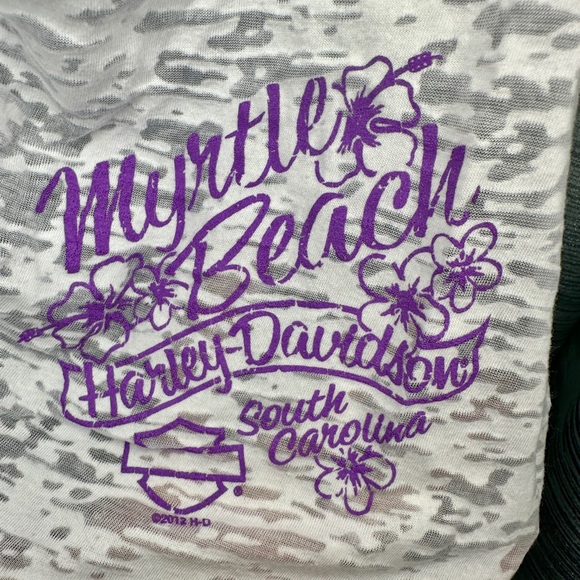 Harley-Davidson Women’s Textured V-Neck Tee ~ Myrtle Beach South Carolina Large - Picture 7 of 8